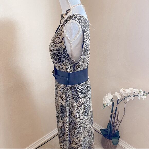 Studio I Vintage Animal Print Sleeveless Round Neck Shift Maxi Dress SZ 16W EUC - Picture 4 of 14